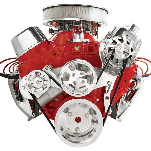 [BSP-14125A] Billet Specialties 14125A: Premium Tru Trac Serpentine System Big Block Chevy with Manual Steering, without A/C - Polished Finish