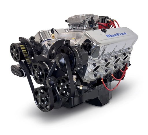 [MLL-BP4967CTFKB] Blueprint Engines BP4967CTFKB: BP4967CTFKB GM Compatible Big Block Chevy 496 ci. Deluxe Dressed Fuel Injected Crate Engine w/Black Pulley Kit [600 HP]
