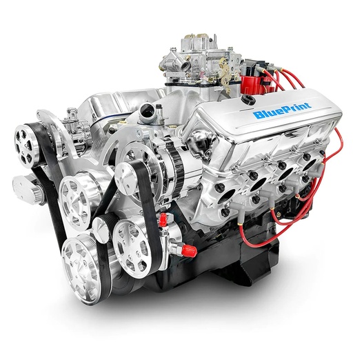 [MLL-BP4967CTCK] Blueprint Engines BP4967CTCK: BP4967CTCK GM Compatible Big Block Chevy 496 ci. Deluxe Dressed Carbureted Crate Engine w/Polished Pulley Kit [600 HP]