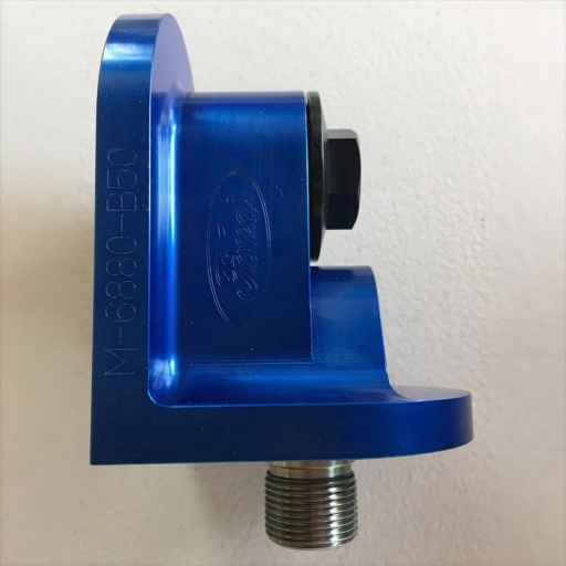 [FMS-M-6880-B50] Ford Performance M-6880-B50: 90-Degree Oil Filter Adapter for Ford Small/Big Block Pushrod V8 [Blue Anodized Finish]