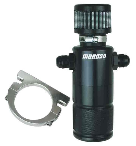 [MOR-85397] Moroso 85397: Compact Oil Breather Tank (2) -8 AN Fittings [Aluminum | Black Anodized Finish]