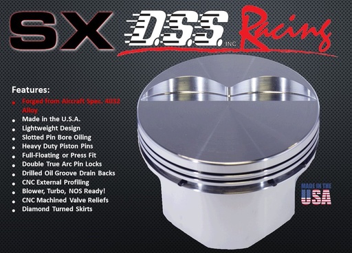 [DMS-8883-4000] DSS Racing 8883-4000: 8883-4000 SX-Series Dish Top Piston Set for 1962-2001 Small Block Ford 351W, 4 in. Bore, -18cc Volume [OEM Stroke]