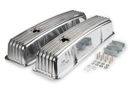 [MRG-6855G] Mr Gasket 6855G: 6855G Cast Aluminum Finned Valve Covers for 1958-1986 Small Block Chevy 283-400 [Polished Finish]