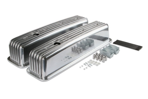 [MRG-6856G] Mr Gasket 6856G: 6856G Cast Aluminum Ball Milled Center Bolt Valve Covers for 1987-1997 Small Block Chevy 305/350 ci [Polished Finish]