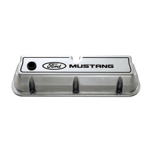 [FMS-302-030] Ford Performance 302-030: Die-Cast Aluminum Tall Valve Covers for Small Block Ford 289-302-351W in Polished Finish with Ford Mustang Emblem