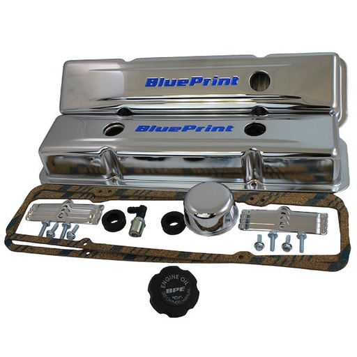 [MLL-BPP9518] Blueprint Engines BPP9518: BPP9518 Valve Cover Kit for Small Block Chevy Engines [Chrome]