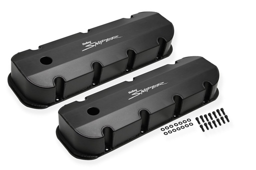 [SNE-890004B] Holley 890004B: 890004B Sniper Valve Cover - Fabricated Aluminum - BBC - Tall - Black
