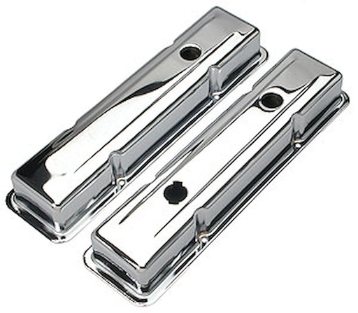 [TRD-9518] Trans Dapt 9518: OEM Reproduction Chrome Plated Steel Valve Covers 1958-1986 Small Block Chevy 283-400 V8