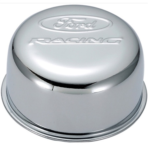 [FMS-302-200] Ford Performance 302-200: Chrome Twist-On Valve Cover Air Breather Cap with Ford RACING Emblem
