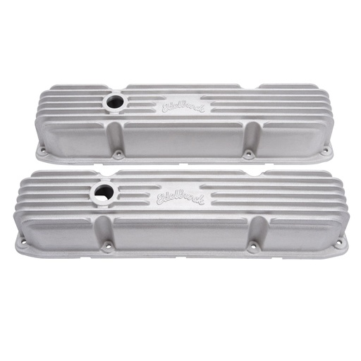 [EDL-41929] Edelbrock 41929: Classic Finned Valve Covers for Big Block Chrysler 383-440 with Satin Finish