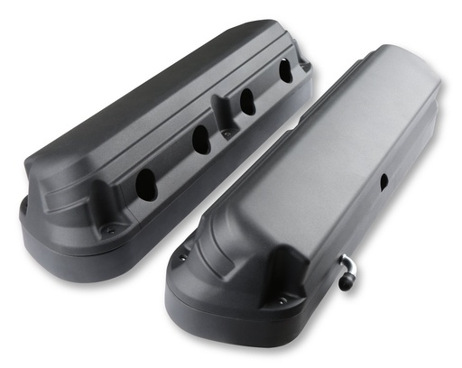 [HLY-241-187] Holley 241-187: 241-187 Ford Fox Body Mustang-Style 2-Piece Cast-Aluminum Valve Covers for GM Gen III/IV LS Engines [Black Finish]