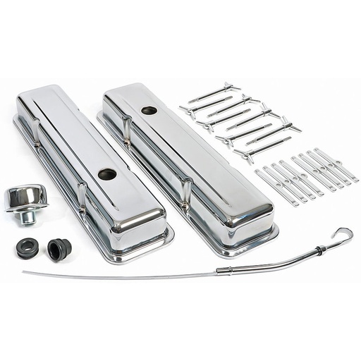 [TRD-3041] Trans Dapt 3041: Classic Style Chrome Engine Dress-Up Kit 1958-86 Small Block Chevy