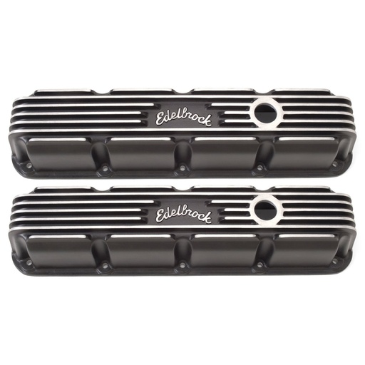 [EDL-41773] Edelbrock 41773: Classic Finned Valve Covers for Small Block Chrysler Magnum 5.2/5.9L with Black Powder Coated Finish