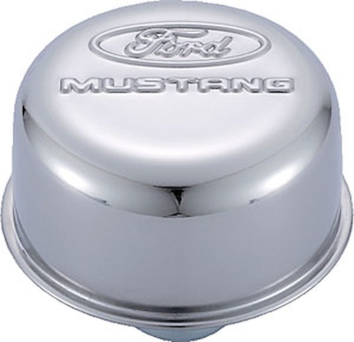 [FMS-302-220] Ford Performance 302-220: Chrome Push-In Valve Cover Air Breather Cap with Ford MUSTANG Emblem