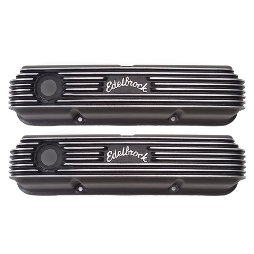 [EDL-41623] Edelbrock 41623: Classic Finned Valve Covers for 1958-1976 Ford FE with Black Powder Coated Finish