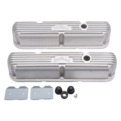 [EDL-41769] Edelbrock 41769: Classic Finned Valve Covers for Small Block Chrysler 318-360 LA Series with Satin Finish