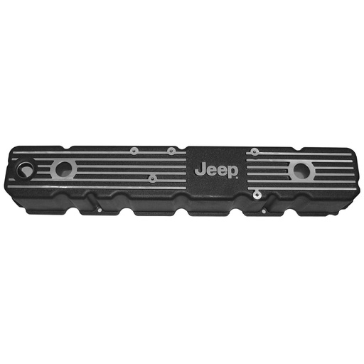 [OMX-DMC-6914] Omix-ADA DMC-6914: This licensed Mopar 4.2 aluminum valve cover has the Jeep logo and is powdercoated black for 81-86 J