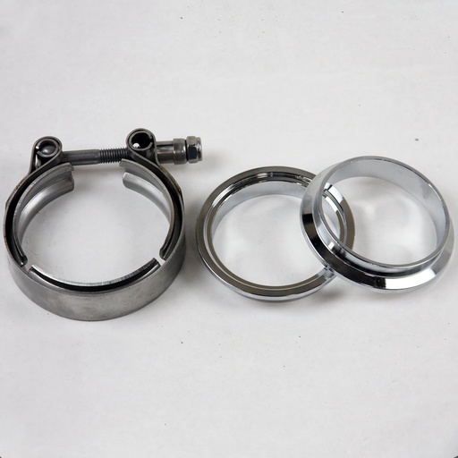 [GRN-308525-1M] Granatelli 308525-1M: 308525-1M Mating Male To Female Interlocking Flanges, 2.5 in. 63 mm, Male To Female Interlocking w/V-Band Clamp, Mild Steel