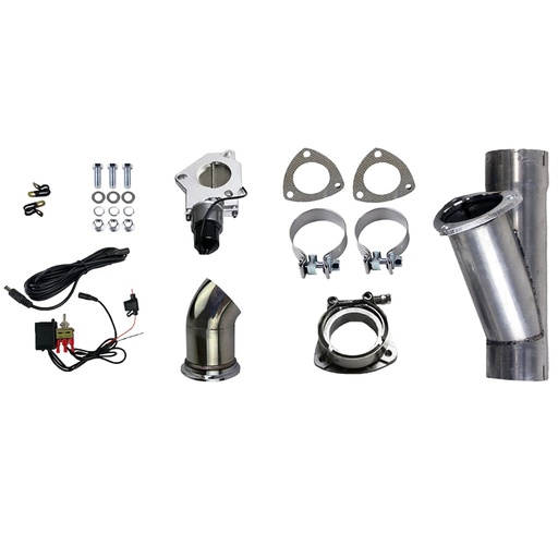 [GRN-303525] Granatelli 303525: 303525 Electronic Exhaust Cutout Kit, 2.5 in. (63 mm), Aluminized Mild Steel, w/Slip Fit And Band Clamps