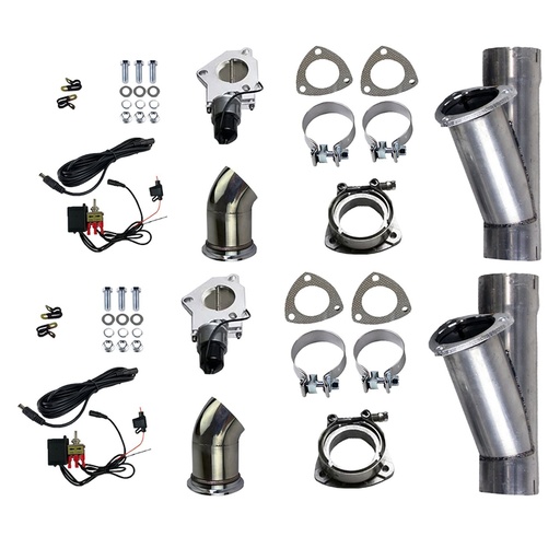 [GRN-303522D] Granatelli 303522D: 303522D Electronic Aluminized Mild Steel Exhaust Cutout System for 2 1/4 in. Dual Exhaust (Slip-Fit)