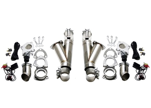 [GRN-302522D] Granatelli 302522D: 302522D Electronic Exhaust Cutout Kit, 2.25 in. 57 mm, Dual System, Stainless Steel, Incl. Slip Fit w/Band Clamp