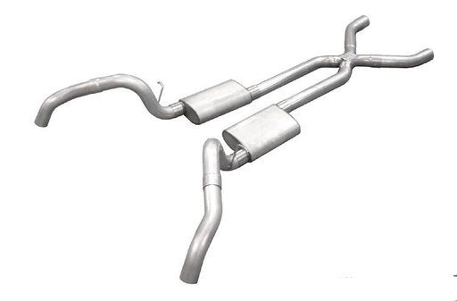 [PYE-SGF60T] Pypes Performance Exhaust SGF60T: Crossmember Back X-Pipe Exhaust System with Turbo Pro Mufflers for 1967-1969 GM F-Body [2.500 in.]