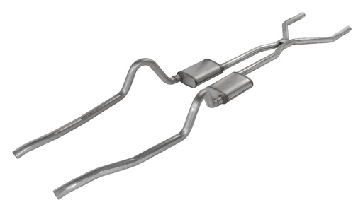[PYE-SMA40T] Pypes Performance Exhaust SMA40T: Crossmember Back H-Pipe Exhaust System with Turbo Pro Mufflers Fits Select 1960-1974 Mopar A-Body [2.500 in.]