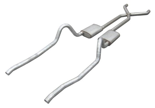 [PYE-SMA10T] Pypes Performance Exhaust SMA10T: Crossmember Back X-Pipe Exhaust System with Turbo Pro Mufflers Fits Select 1960-1974 Mopar A-Body [2.500 in.]